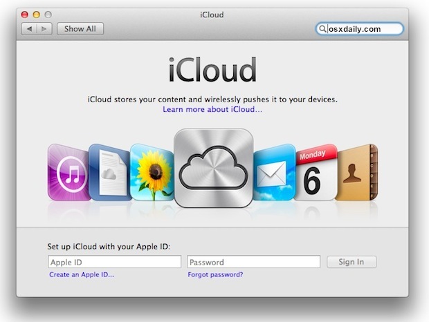 Настройка iCloud для Mac OS X 10.7.2