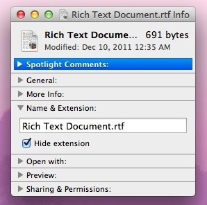 Показывать одно расширение файла в Mac OS X