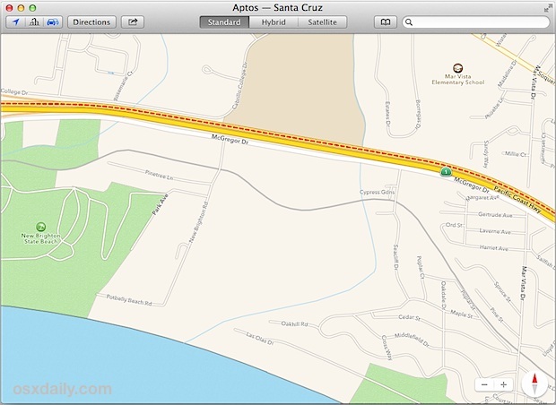 Дорожное движение указано в приложении «Карты» для Mac OS X