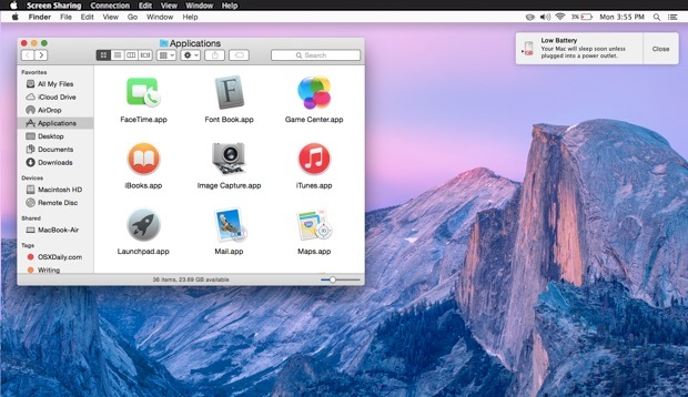 Совместное использование экрана в OS X