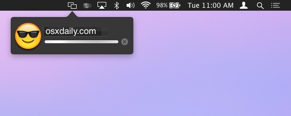 Совместное использование экрана в строке меню OS X
