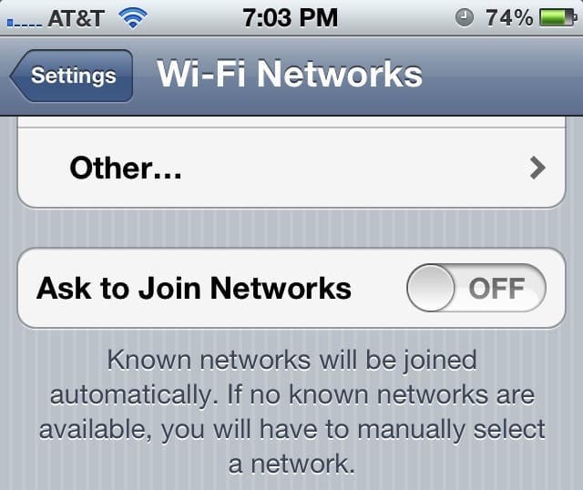 Остановить всплывающие оповещения о Wi-Fi на iPhone