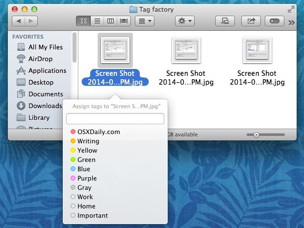 Файлы тегов с комбинацией клавиш в OS X