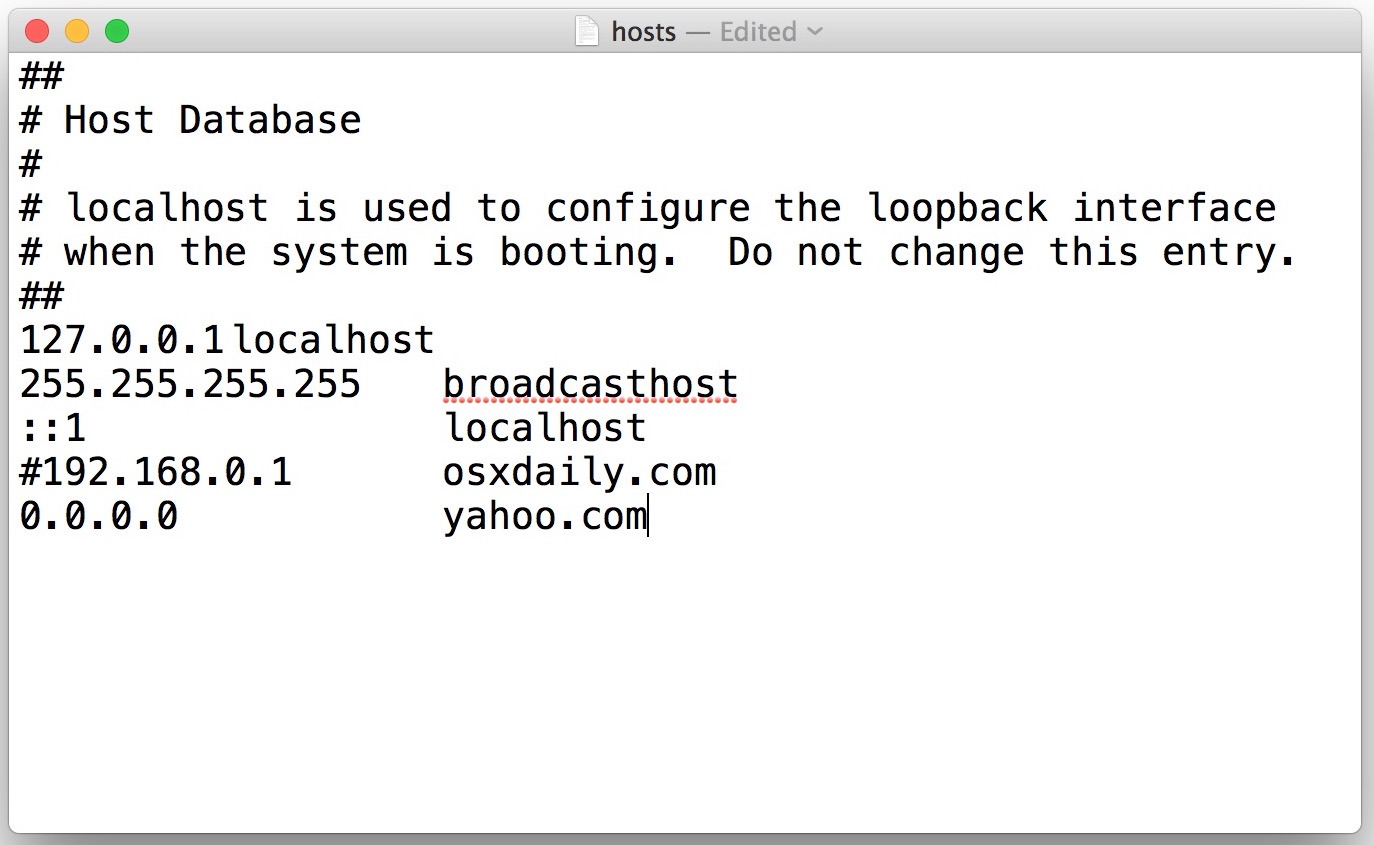 Как отредактировать файл хостов Mac в TextEdit для OS X