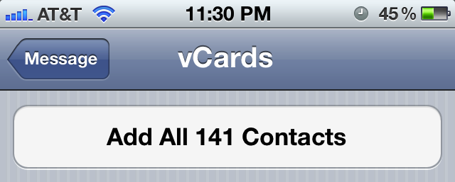 Импортировать контакты vCard в iPhone
