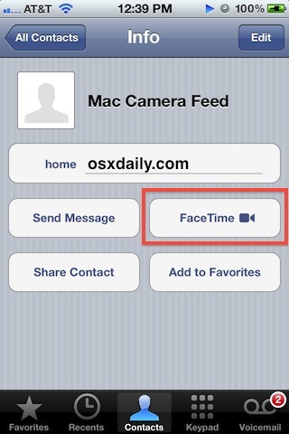 Открыть FaceTime для Mac Security Cam