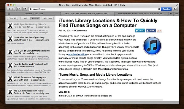 Список Чтения в Safari для OS X