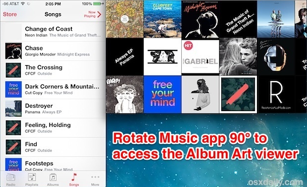 Доступ к музыкальному проигрывателю альбомов в iOS