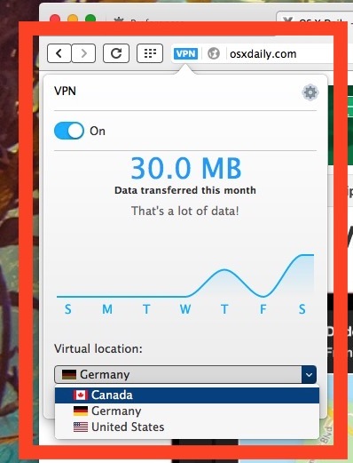 Выберите местоположение VPN в Opera