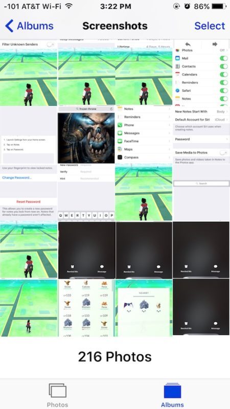 Смотреть все скриншоты в iOS с альбомом скриншотов