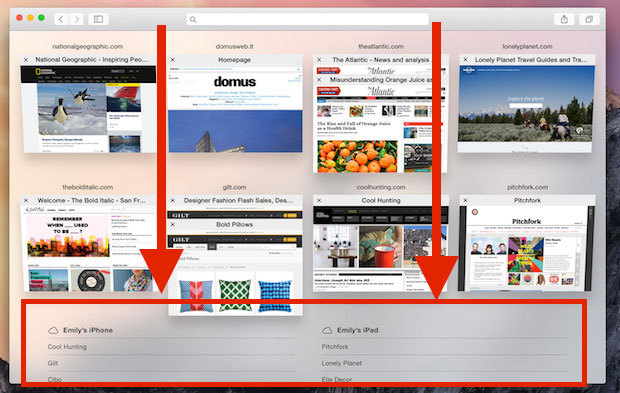 Вкладка iCloud в Mac Safari