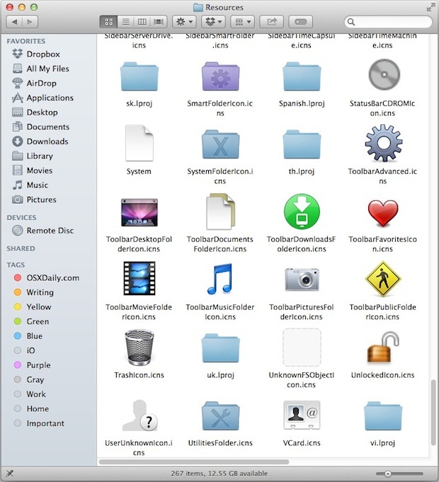 Значки системы Mac OS X