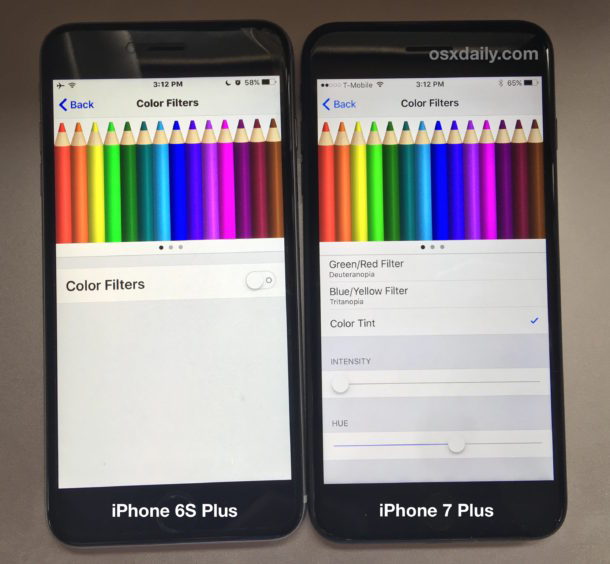 Цвет, корректирующий отображение iPhone 7 Plus