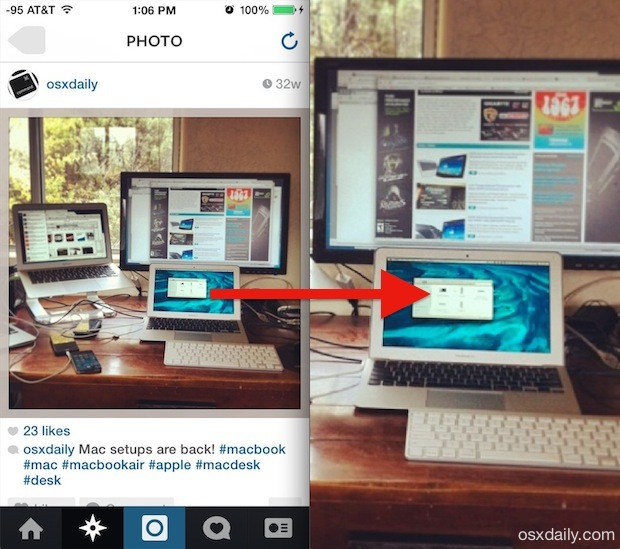 Масштабирование фотографий Instagram с помощью трюка iPhone